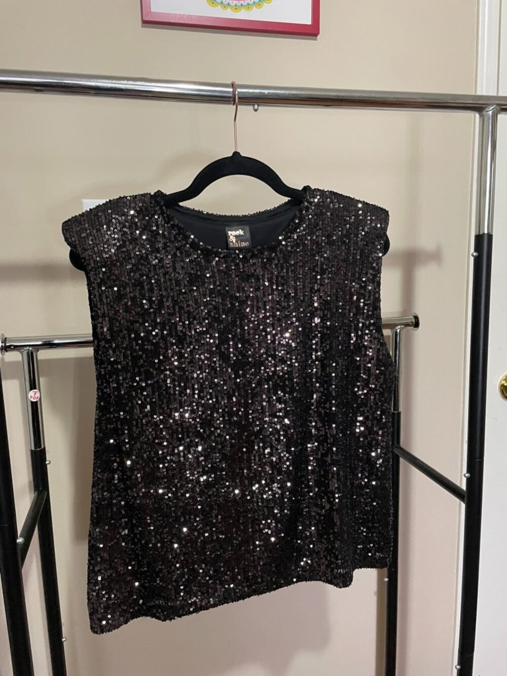 Sequin Tank, Brown, M